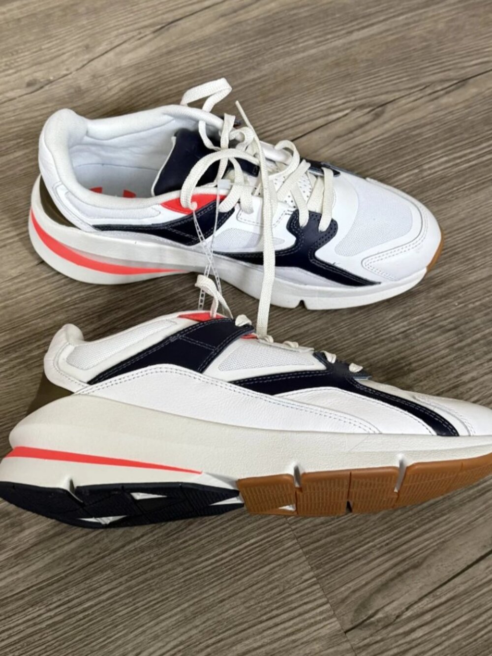 Under Armour Forge 96 Reissue Chunky White Beta Navy Sneakers Men 10.5 Women 12 - Picture 4 of 13